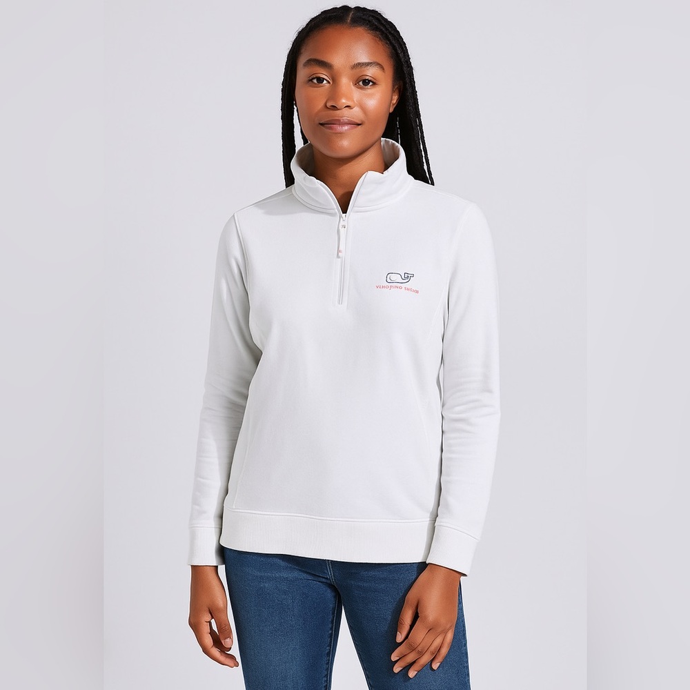 Vineyard Vines Shep Quarter Zip Knit Shirt Red White Blue Size Small - Picture 1 of 9